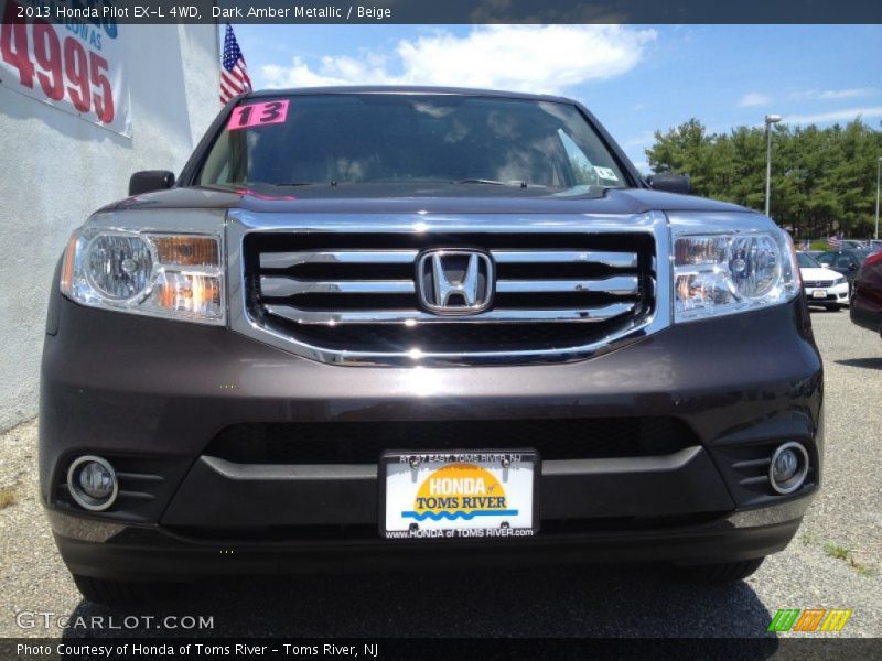 Dark Amber Metallic / Beige 2013 Honda Pilot EX-L 4WD