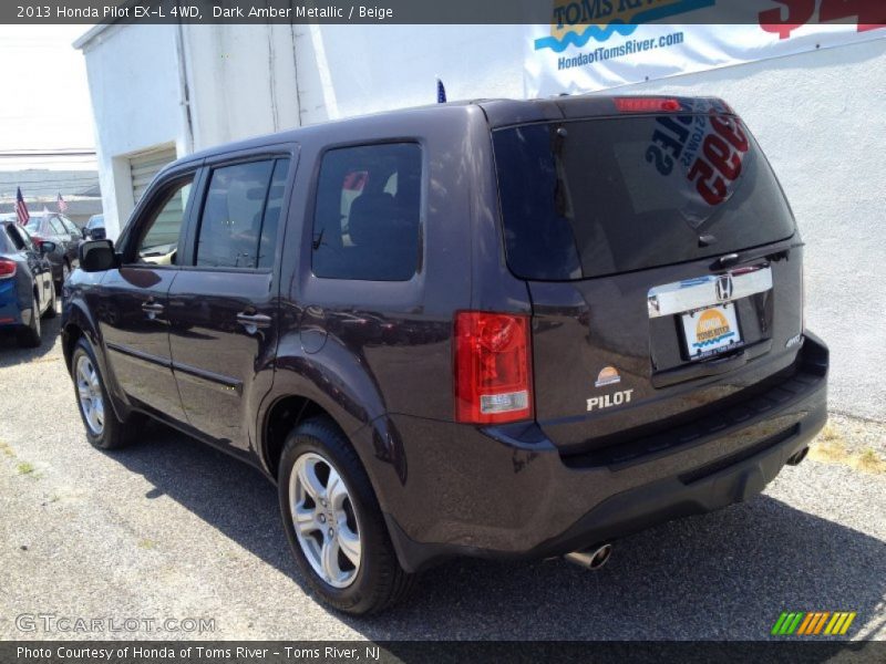 Dark Amber Metallic / Beige 2013 Honda Pilot EX-L 4WD