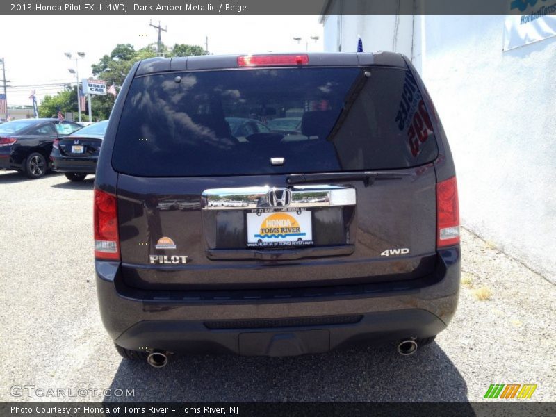 Dark Amber Metallic / Beige 2013 Honda Pilot EX-L 4WD