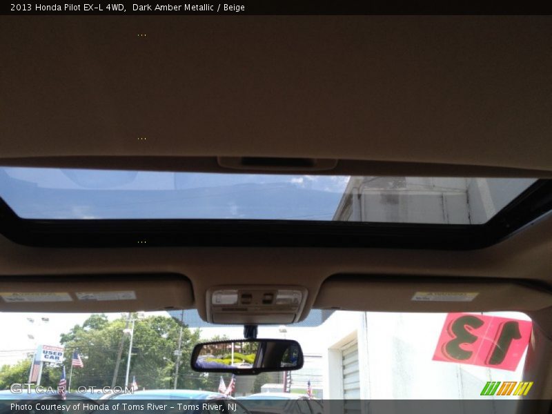 Dark Amber Metallic / Beige 2013 Honda Pilot EX-L 4WD