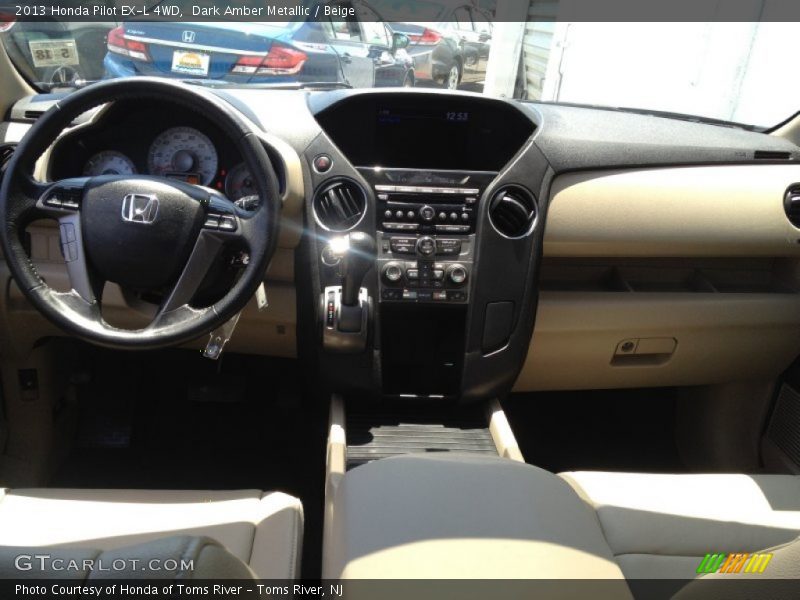 Dark Amber Metallic / Beige 2013 Honda Pilot EX-L 4WD