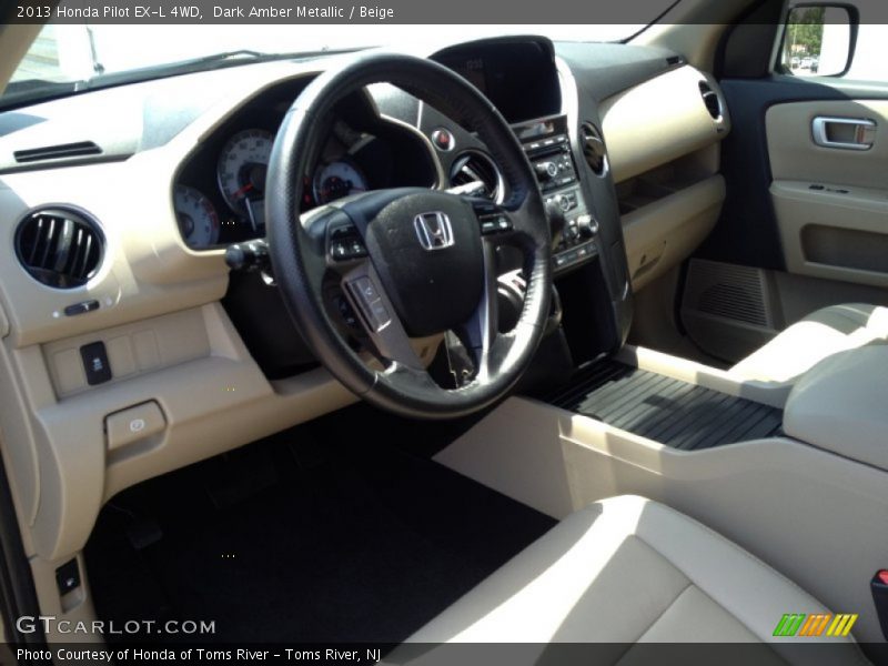 Dark Amber Metallic / Beige 2013 Honda Pilot EX-L 4WD