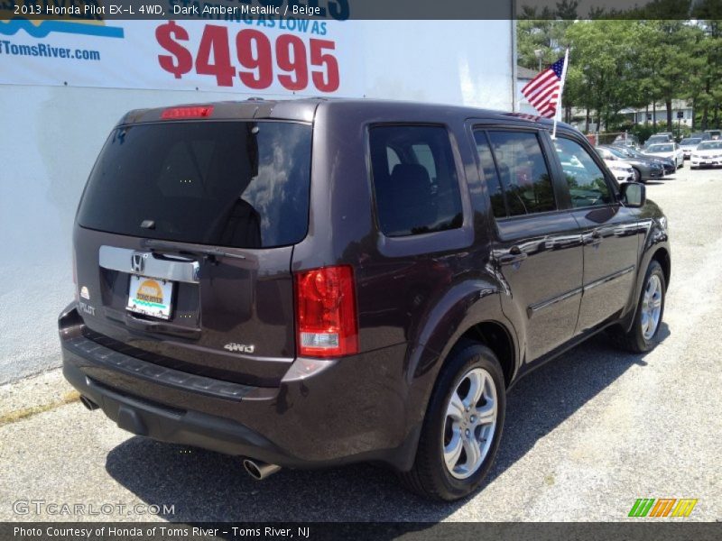 Dark Amber Metallic / Beige 2013 Honda Pilot EX-L 4WD