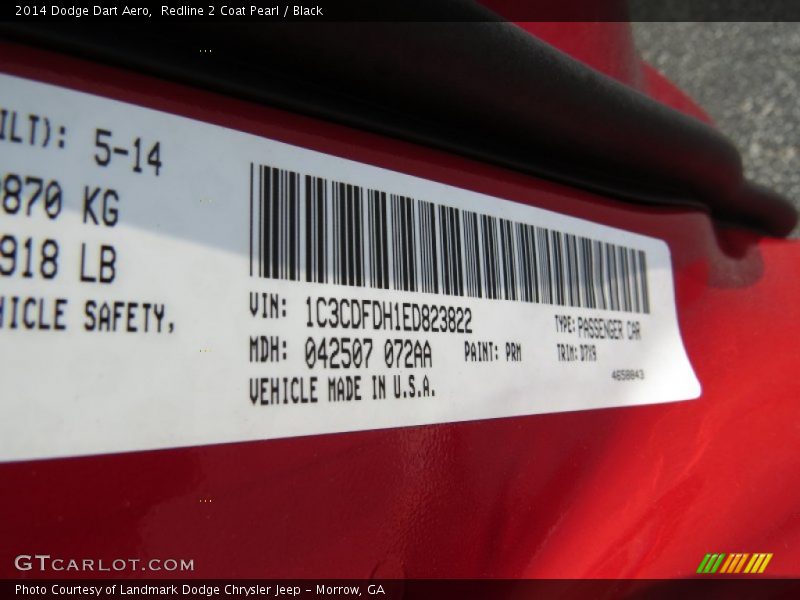 Redline 2 Coat Pearl / Black 2014 Dodge Dart Aero