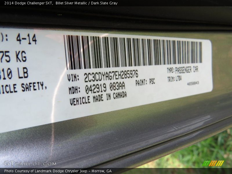 Billet Silver Metallic / Dark Slate Gray 2014 Dodge Challenger SXT