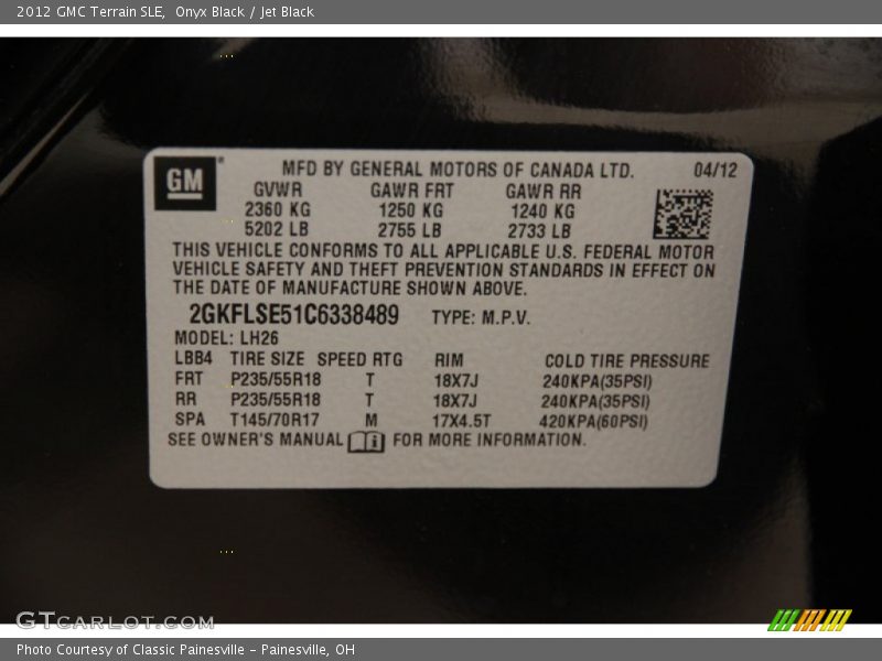 Onyx Black / Jet Black 2012 GMC Terrain SLE