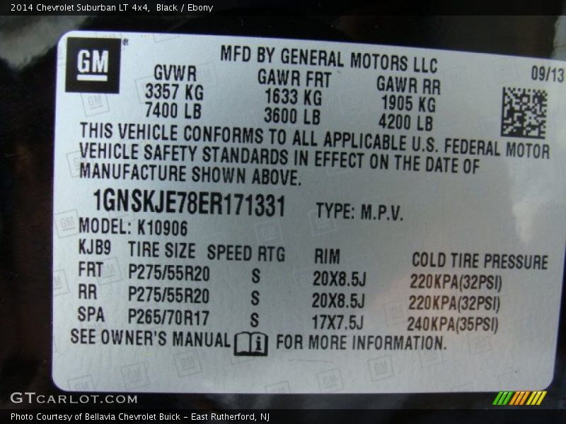 Black / Ebony 2014 Chevrolet Suburban LT 4x4