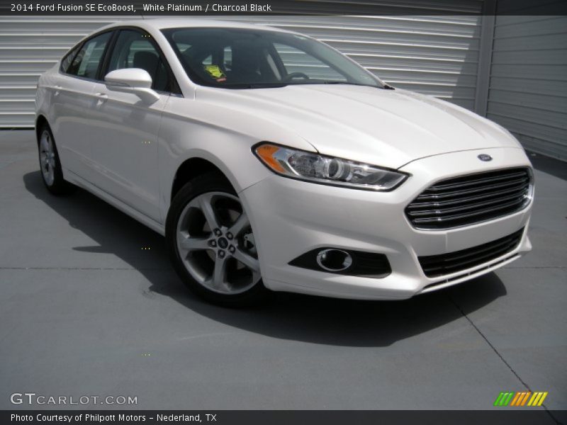 White Platinum / Charcoal Black 2014 Ford Fusion SE EcoBoost