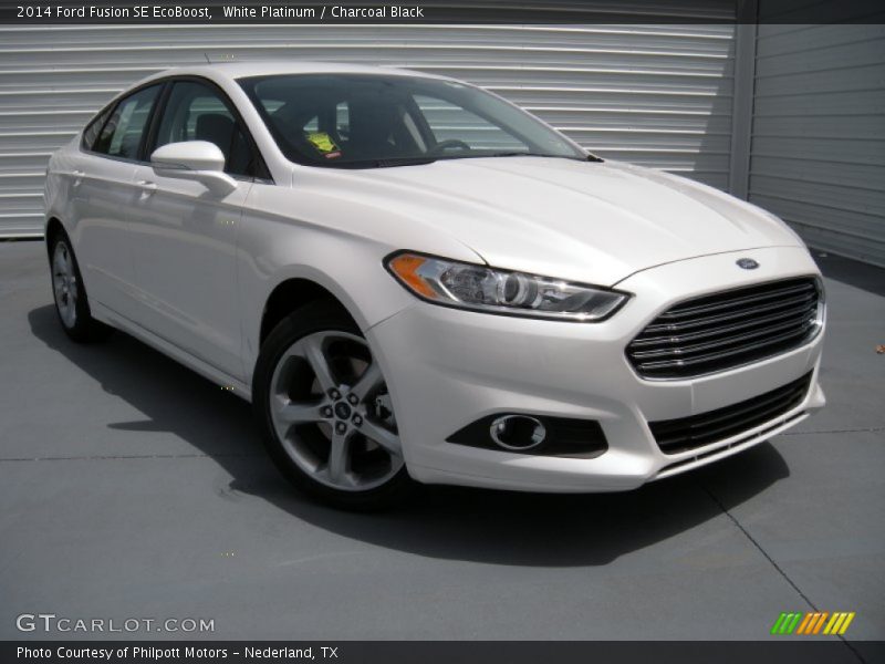 White Platinum / Charcoal Black 2014 Ford Fusion SE EcoBoost
