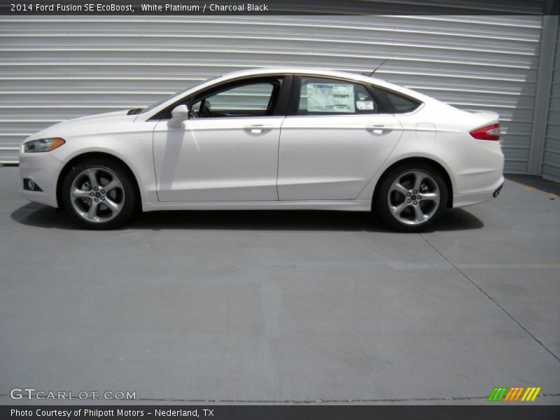 White Platinum / Charcoal Black 2014 Ford Fusion SE EcoBoost