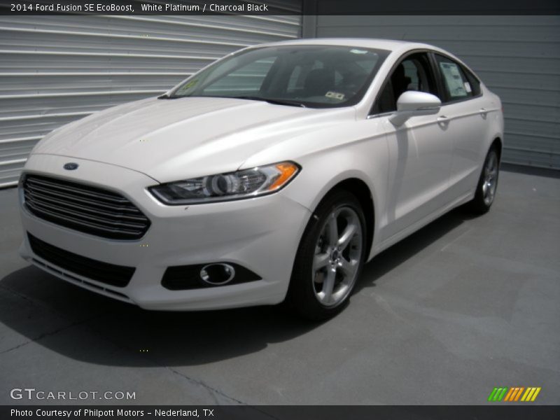 White Platinum / Charcoal Black 2014 Ford Fusion SE EcoBoost