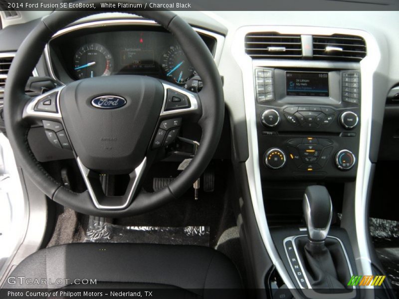 White Platinum / Charcoal Black 2014 Ford Fusion SE EcoBoost