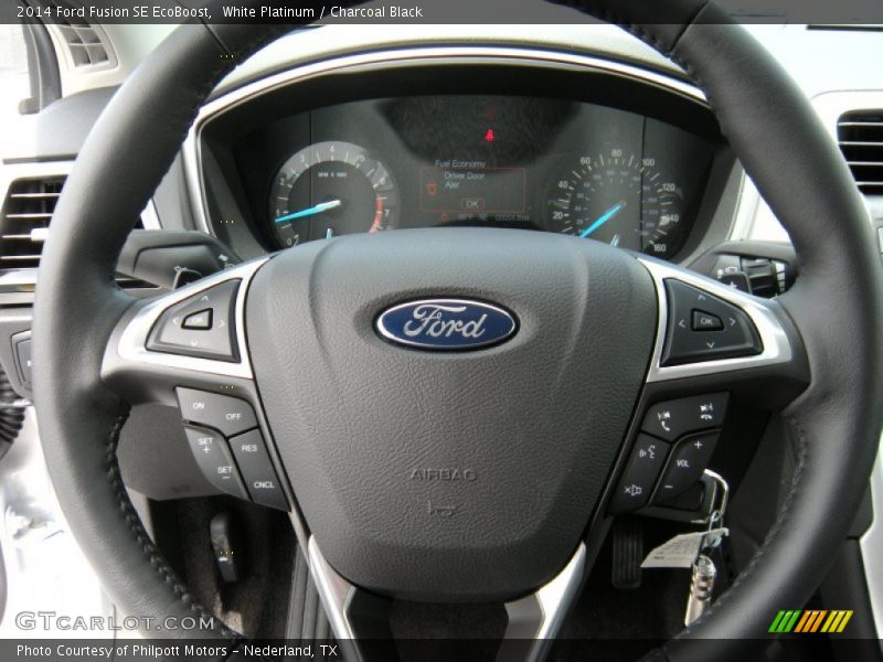 White Platinum / Charcoal Black 2014 Ford Fusion SE EcoBoost