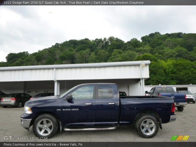 True Blue Pearl / Dark Slate Gray/Medium Graystone 2012 Dodge Ram 1500 SLT Quad Cab 4x4