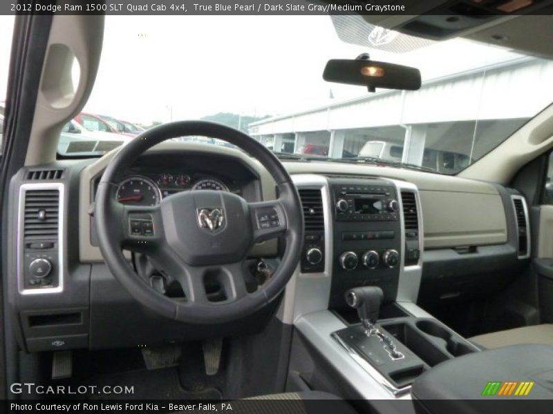 True Blue Pearl / Dark Slate Gray/Medium Graystone 2012 Dodge Ram 1500 SLT Quad Cab 4x4