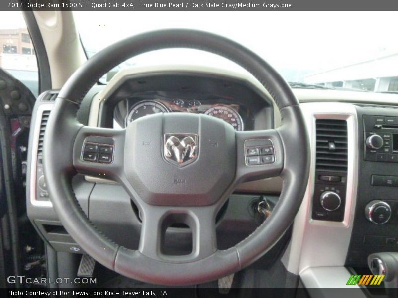 True Blue Pearl / Dark Slate Gray/Medium Graystone 2012 Dodge Ram 1500 SLT Quad Cab 4x4