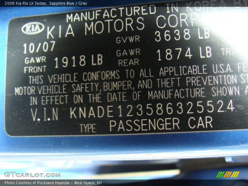 Sapphire Blue / Gray 2008 Kia Rio LX Sedan