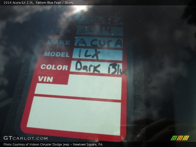 Fathom Blue Pearl / Ebony 2014 Acura ILX 2.0L