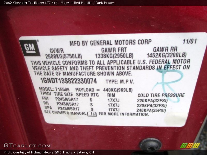 Majestic Red Metallic / Dark Pewter 2002 Chevrolet TrailBlazer LTZ 4x4