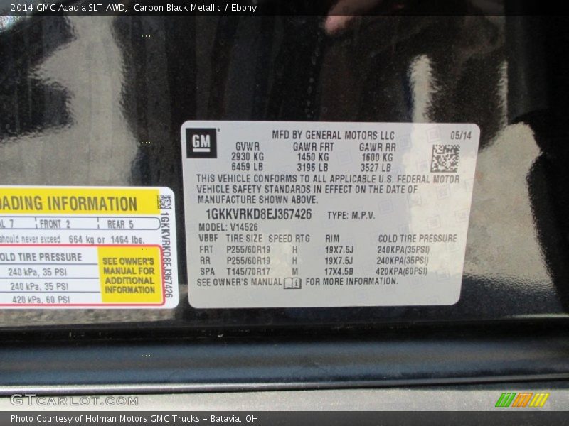 Carbon Black Metallic / Ebony 2014 GMC Acadia SLT AWD