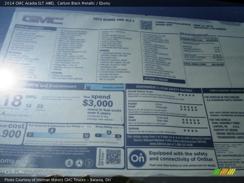 Carbon Black Metallic / Ebony 2014 GMC Acadia SLT AWD