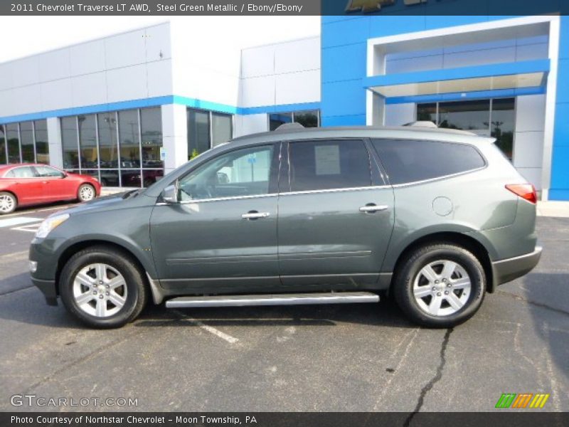 Steel Green Metallic / Ebony/Ebony 2011 Chevrolet Traverse LT AWD
