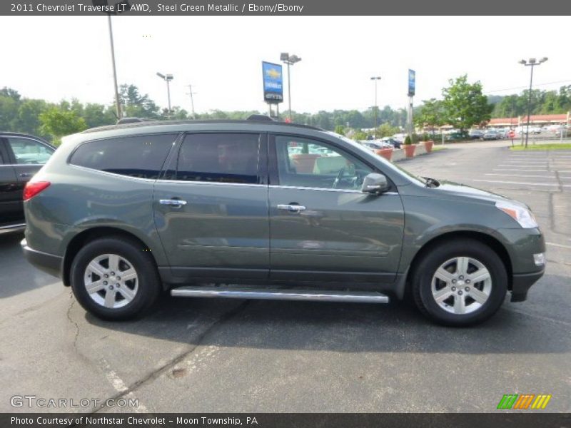 Steel Green Metallic / Ebony/Ebony 2011 Chevrolet Traverse LT AWD