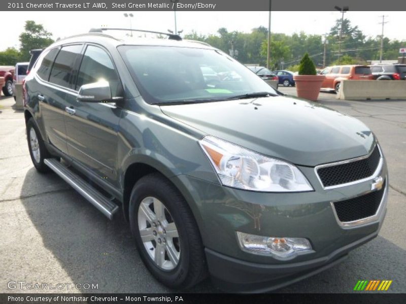 Steel Green Metallic / Ebony/Ebony 2011 Chevrolet Traverse LT AWD