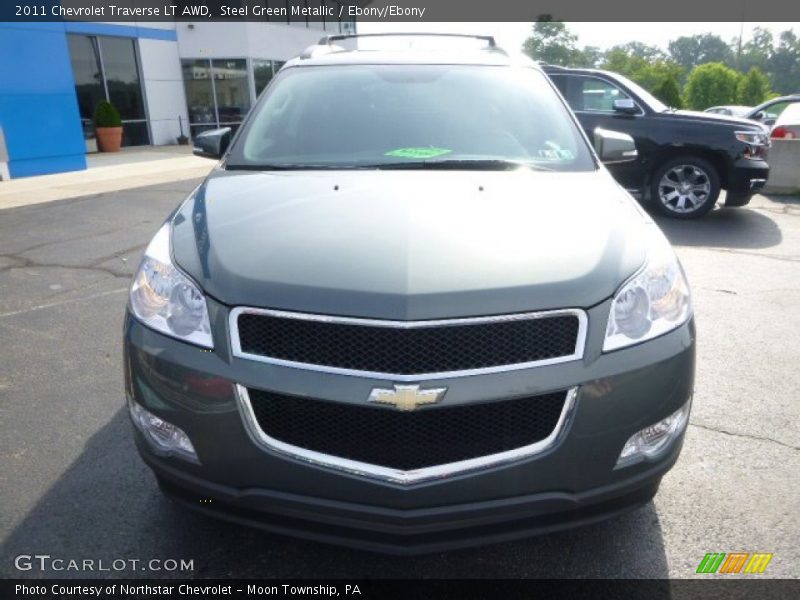 Steel Green Metallic / Ebony/Ebony 2011 Chevrolet Traverse LT AWD