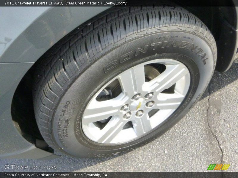 Steel Green Metallic / Ebony/Ebony 2011 Chevrolet Traverse LT AWD
