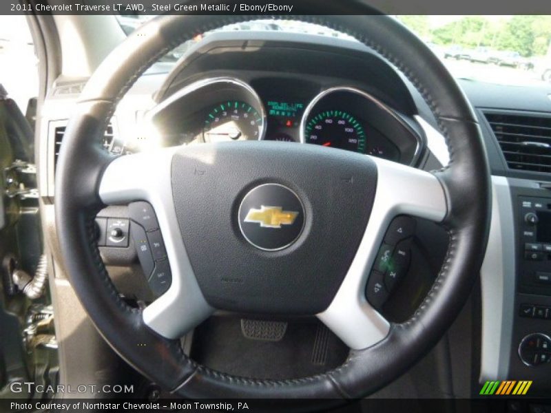 Steel Green Metallic / Ebony/Ebony 2011 Chevrolet Traverse LT AWD