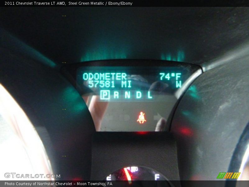 Steel Green Metallic / Ebony/Ebony 2011 Chevrolet Traverse LT AWD