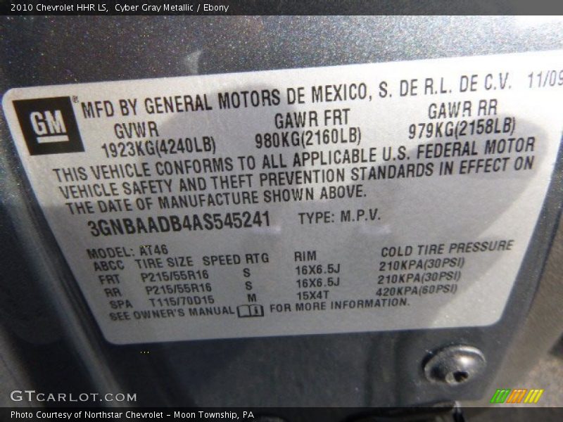 Cyber Gray Metallic / Ebony 2010 Chevrolet HHR LS