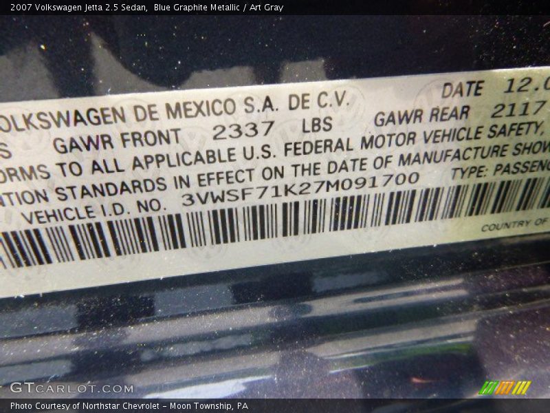Blue Graphite Metallic / Art Gray 2007 Volkswagen Jetta 2.5 Sedan