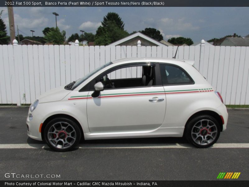 Bianco Perla (Pearl White) / Sport Tessuto Nero/Nero (Black/Black) 2012 Fiat 500 Sport