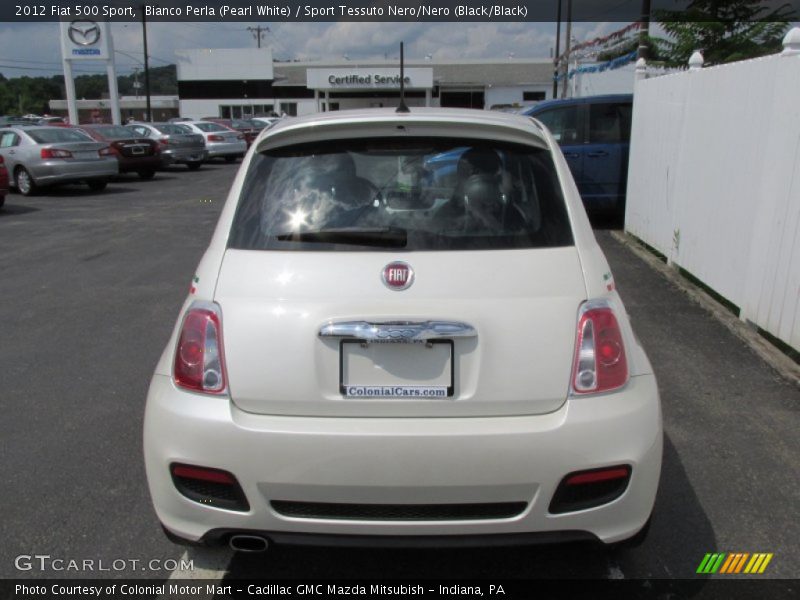 Bianco Perla (Pearl White) / Sport Tessuto Nero/Nero (Black/Black) 2012 Fiat 500 Sport