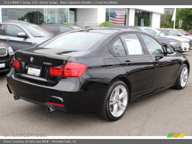 Black Sapphire Metallic / Coral Red/Black 2014 BMW 3 Series 335i xDrive Sedan