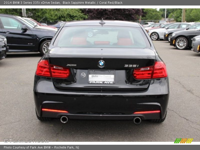 Black Sapphire Metallic / Coral Red/Black 2014 BMW 3 Series 335i xDrive Sedan