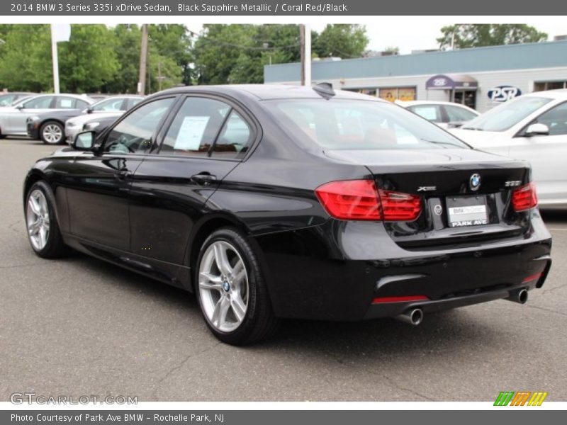 Black Sapphire Metallic / Coral Red/Black 2014 BMW 3 Series 335i xDrive Sedan