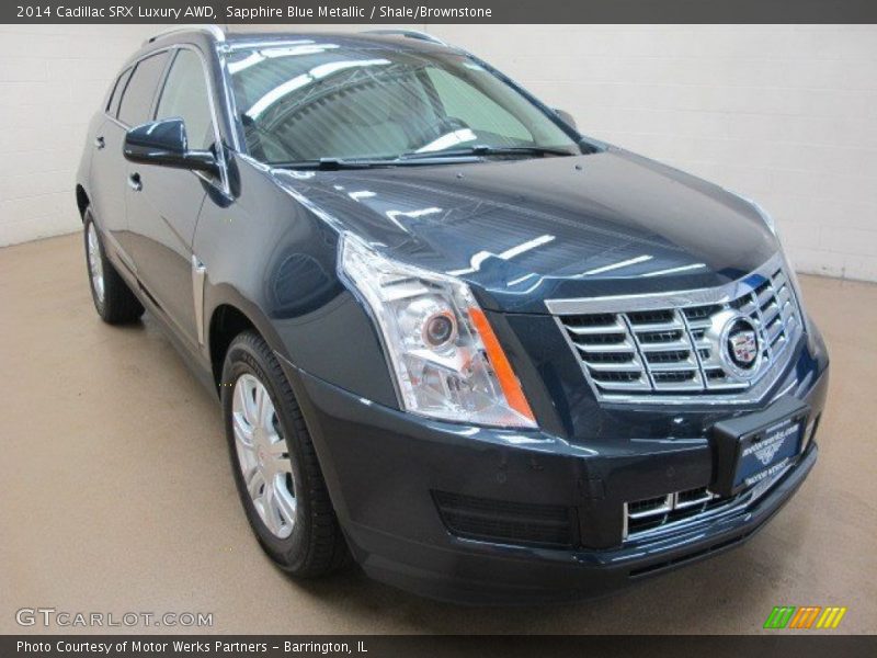 Sapphire Blue Metallic / Shale/Brownstone 2014 Cadillac SRX Luxury AWD