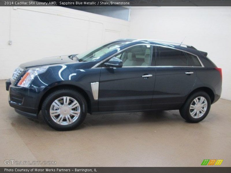 Sapphire Blue Metallic / Shale/Brownstone 2014 Cadillac SRX Luxury AWD