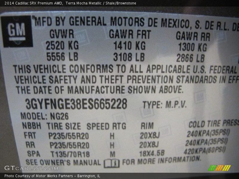 Terra Mocha Metallic / Shale/Brownstone 2014 Cadillac SRX Premium AWD