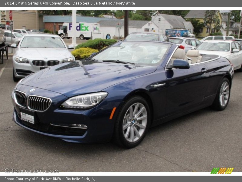 Deep Sea Blue Metallic / Ivory White 2014 BMW 6 Series 640i Convertible