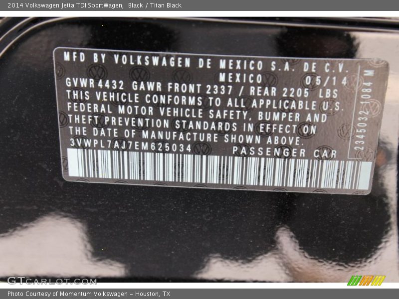 Black / Titan Black 2014 Volkswagen Jetta TDI SportWagen