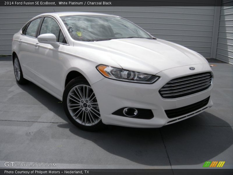 White Platinum / Charcoal Black 2014 Ford Fusion SE EcoBoost