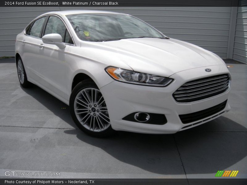 White Platinum / Charcoal Black 2014 Ford Fusion SE EcoBoost