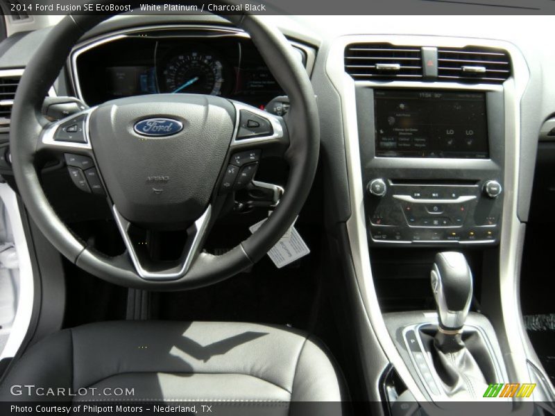White Platinum / Charcoal Black 2014 Ford Fusion SE EcoBoost