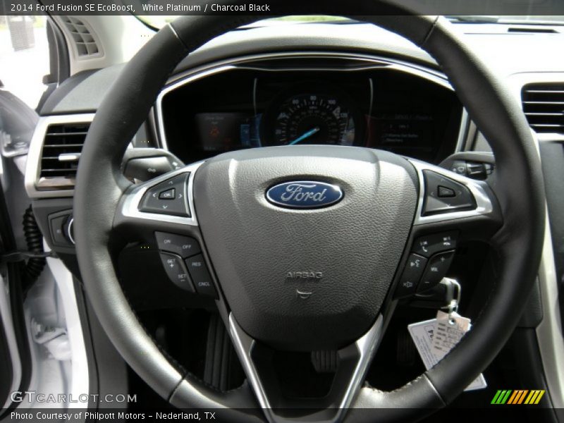 White Platinum / Charcoal Black 2014 Ford Fusion SE EcoBoost