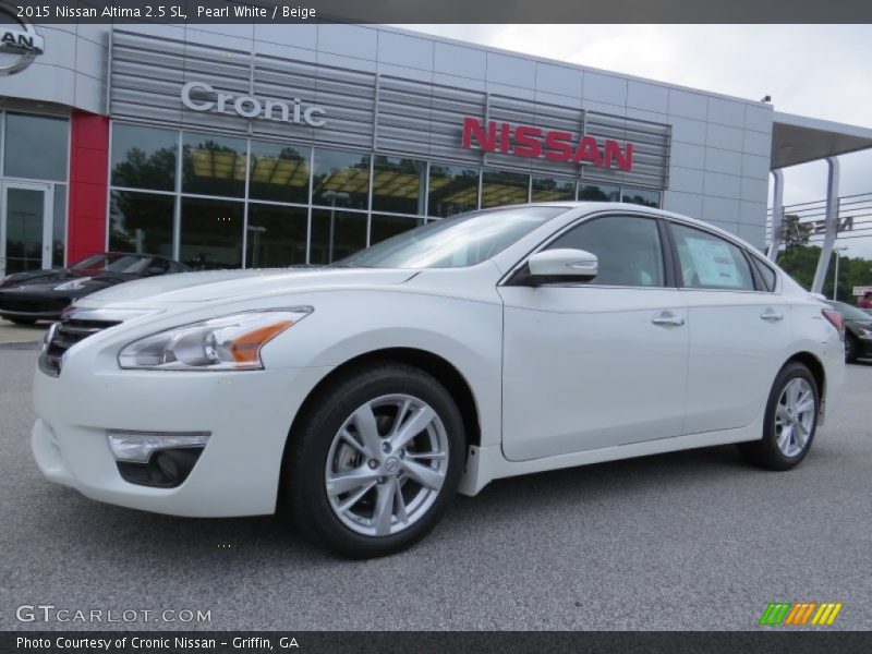 Pearl White / Beige 2015 Nissan Altima 2.5 SL