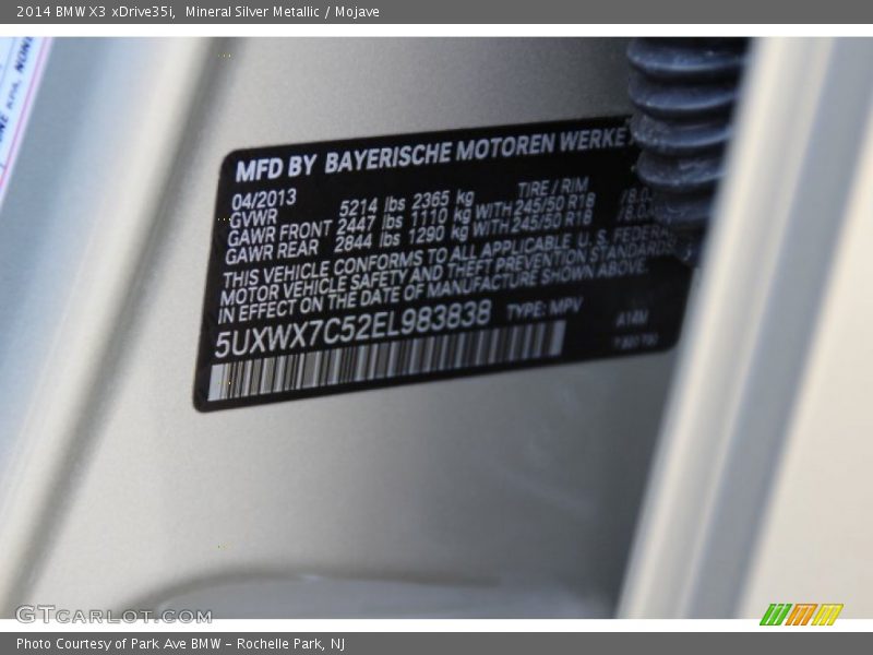 Mineral Silver Metallic / Mojave 2014 BMW X3 xDrive35i